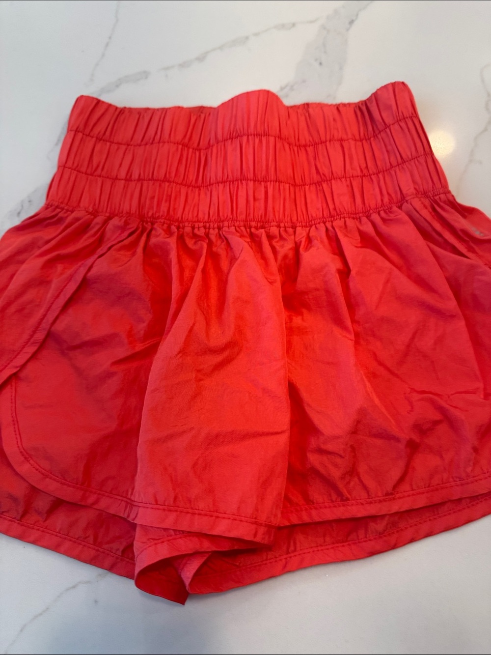 FP Movement by Free People Coral-Red Smocked Waist Shorts